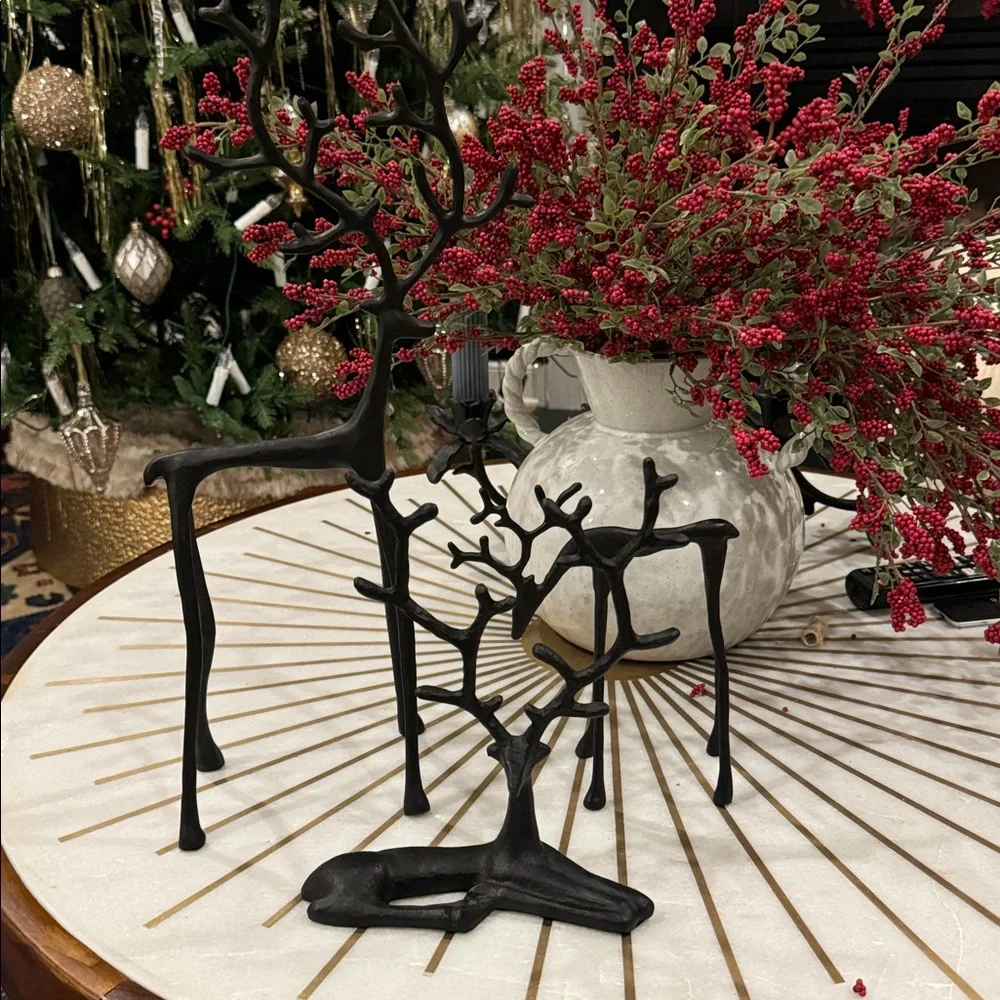 Set off 3 / Pottery Barn/ Bronze Sculpted Reindeer
